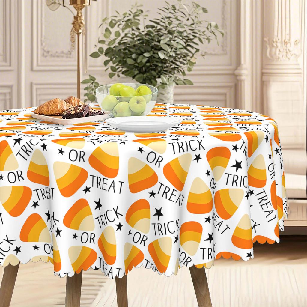 1 Halloween-Themed Tablecloth, Candy Pattern, Round And Rectangular Tablecloth, Suitable For Home Decoration