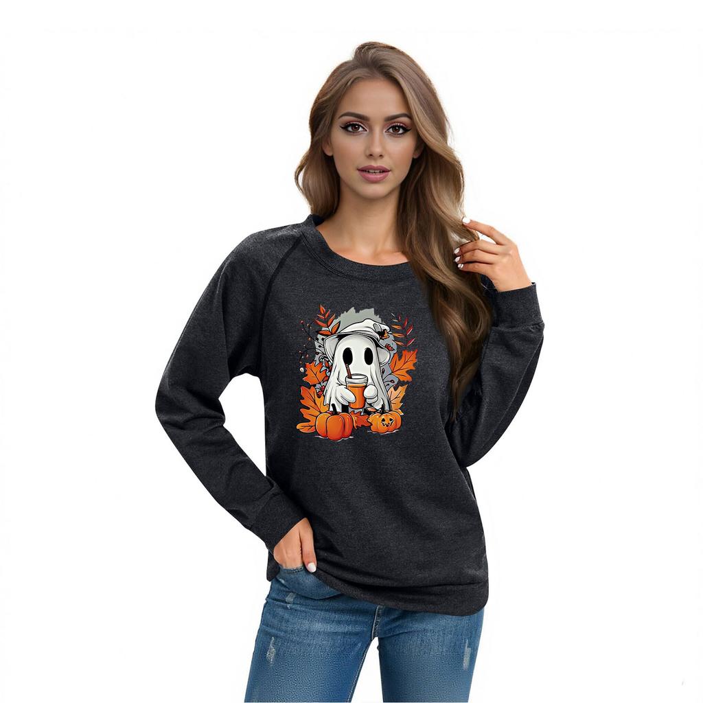 Women's Casual  Raglan O-neck Long Sleeve Halloween Print Top