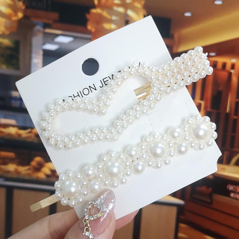 Korea Shiny Crystal Hair Clip Set Fashion Hair Accessories  Trend For Women Girl Pearl Rhinestone Hairpin Side Clip For Hair