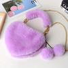 Faux Fur Heart-shaped Women Small Handbags Fluffy Plush Ladies Chain Shoulder Bag Female Furry Daily Clutch Purse
