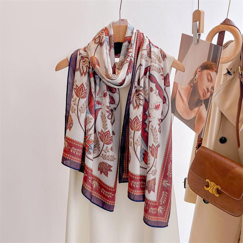 

Print Double Face Luxury Women Scarf Shawl Print Cotton Linen Feeling Muslim Hijab Wrap Turban Pashmina 60x170cm