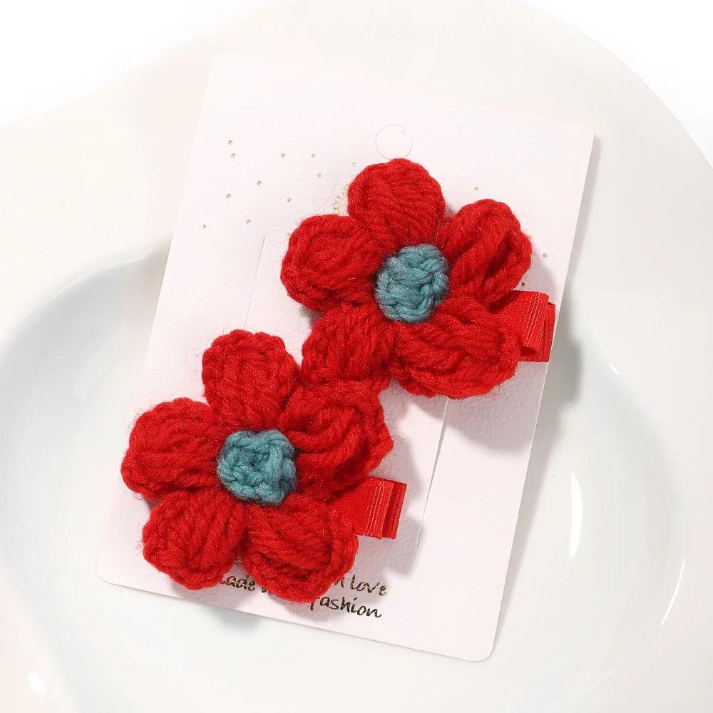 Liebliche Haarspangen Wollstrick Blume Haarnadel Niedliche Baby Mädchen Hübscher Kopfschmuck Handgefertigt Häkeln Kleine Pusteblume Haaraccessoires