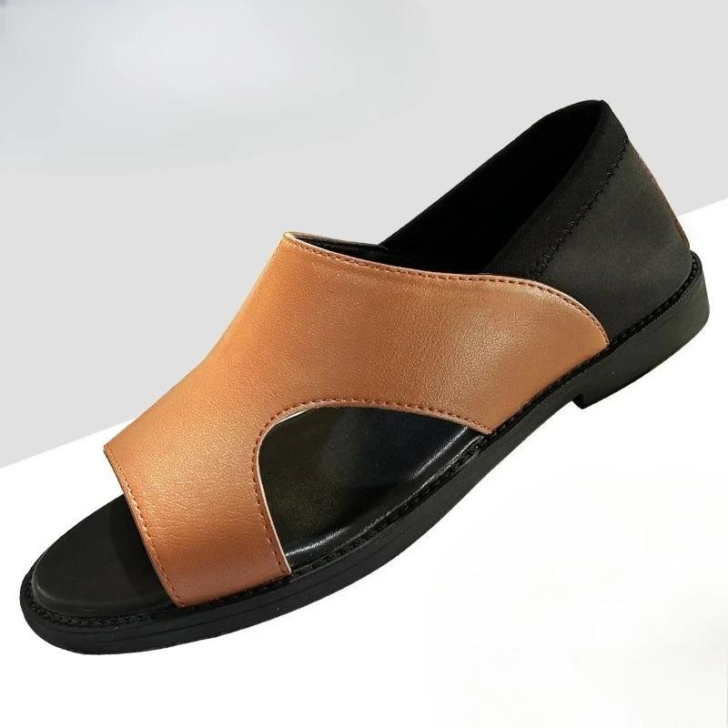 Fashion Genuine Leather Men's Sandal Beach 39 New Summer Low Price Big Size Fashion Non-slip 2025 Styles Cheap Liquidation Eva Male Shoe