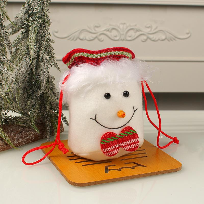 15PCS Flannel Apple Bag Christmas DIY Drawstring Bag Holiday Atmosphere Gift Bag Party Gift Snowman Elk Fun Packaging Bag