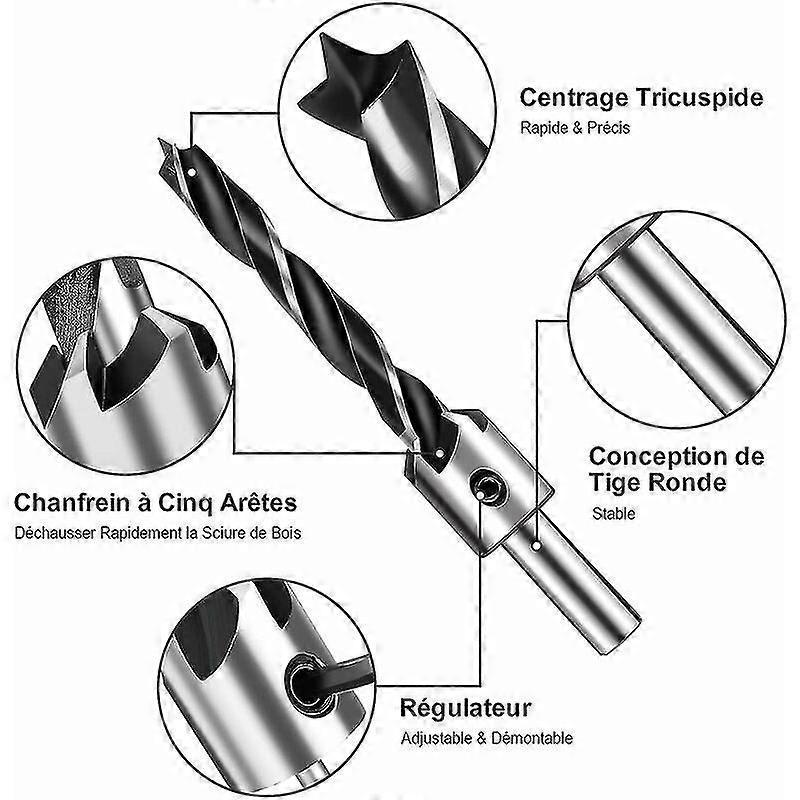 Forest Wood Countersink, INSMA HSS Countersink Drill Bit Wood Countersink Countersink Steel Countersink Drill Carpentry Reamer with Hex Wrench Reamer