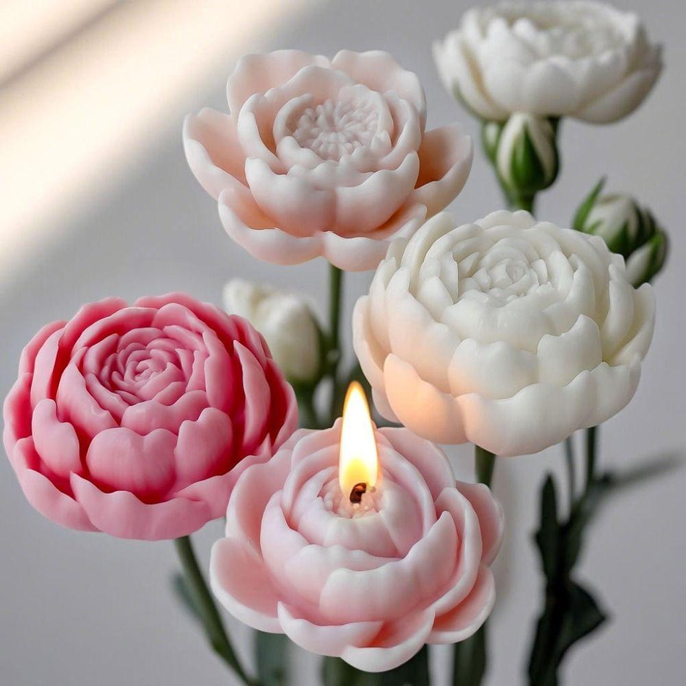 Cake Molds Silicone Lotus Candle Mold 3D Flower Resin Rose Candle Mold DIY Handmade Gypsum Craft Peony Candle Mold Candle Making
