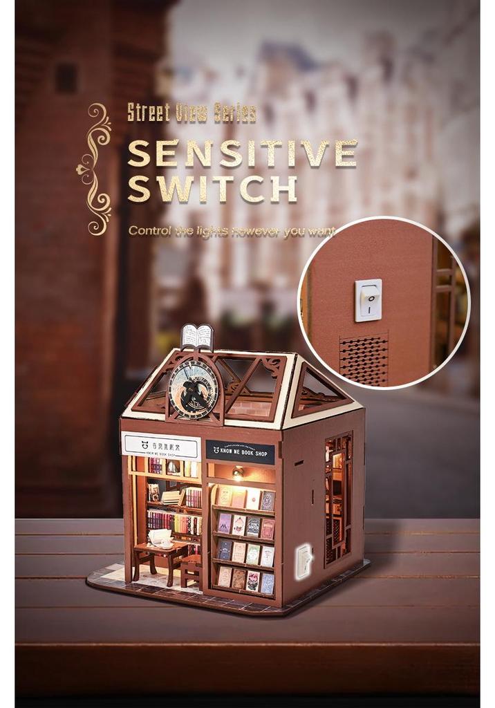 QuYiYa DIY Miniatur-Buchhandlung: Miau Talk & Words Kreatives Haus Modell Geschenk