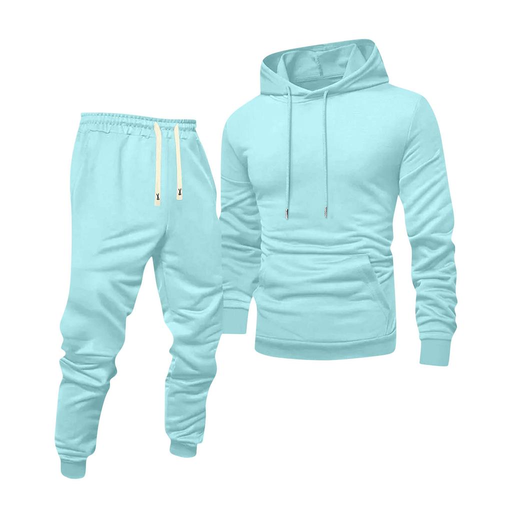Men's Color Hooded Universal Versatile Hooded Sweatshirt Sweatpants Casual Sports Suit