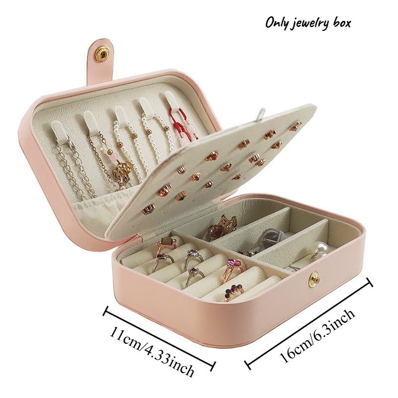 

Portable Jewelry Travel Jewelry Storage Box Earrings Bracelet Accessories Small and Easy To Carry Anti-oxidation рожевий