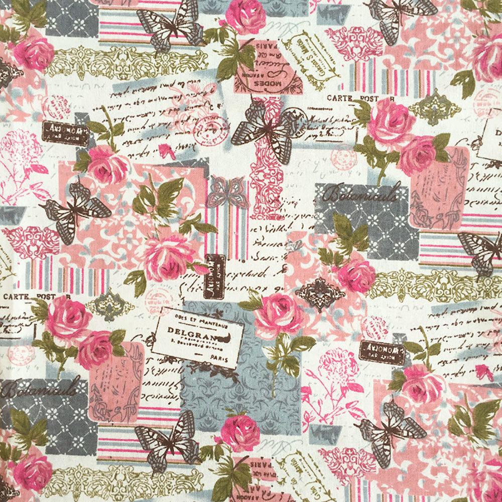 

70x45CM Vintage Printed Linen Cotton Fabric for DIY Clothing Sewing Craft Sofa Cushion Curtain Tablecloth Textile Decor Material 70x45CM(27inx17in)