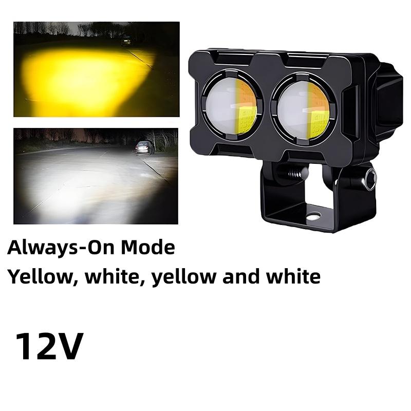 1/2Pcs Dual Color Motorcycle Headlight Fog Lamp Motorcycle Led Fog Lights Double Led Mini Driving Light