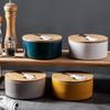 6 Inch Ceramic Butter Box with Lid Sealed Box Household Round Butter Boxs with Knife Butter Dish Cheese Boxs Kitchen Tableware