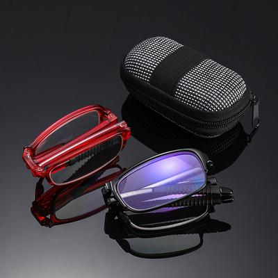 Unisex Portable Compact Eyewear Reading Glasses Folding Presbyopic Glasses with Zipper Case