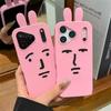 Kawaii 3D Rolig Tecknad Rosa Emoji Kanin Telefonfodral För iPhone 17 16e 15 14 13 12 Pro Max Plus Mjuk Silikon Stötsäker Fodral