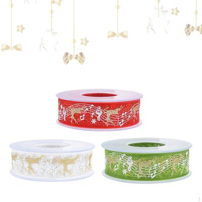 3x Christmas Wired Edge Ribbons DIY Crafts Festival Atmosphere Accessories Patterned