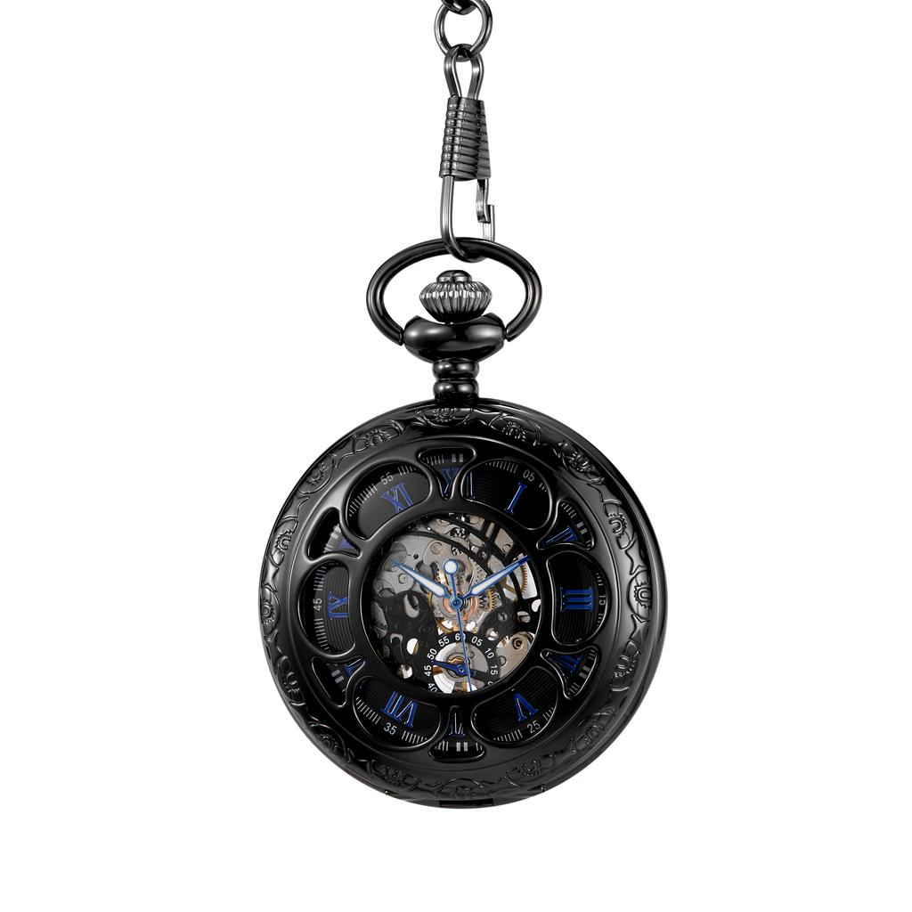 Retro klasické mechanické kapesní hodinky světélkující okvětní lístky vyřezávané výklopné víčko ruční nátah pánské dámské mechanické kapesní hodinky