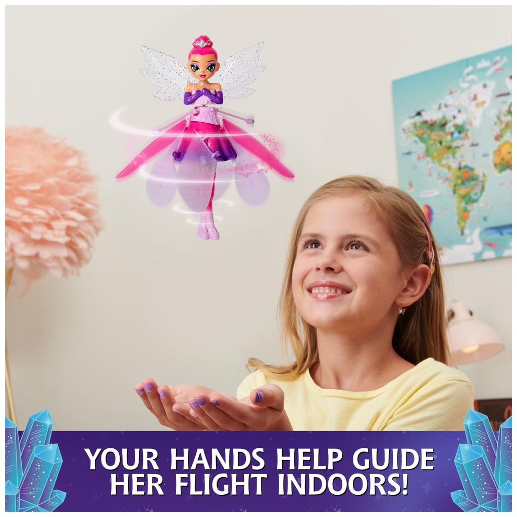 Boneca mágica voadora de cristal com cristal interativa para crianças a partir de 5 anos e Flyer, asas, brinquedo, para cima.