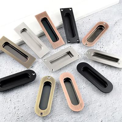 Sliding Door Handle Embedded Concealed Door Knobs Stainless Steel Cabinet Drawer Handle Buckle Kitchen Sliding Door Pull