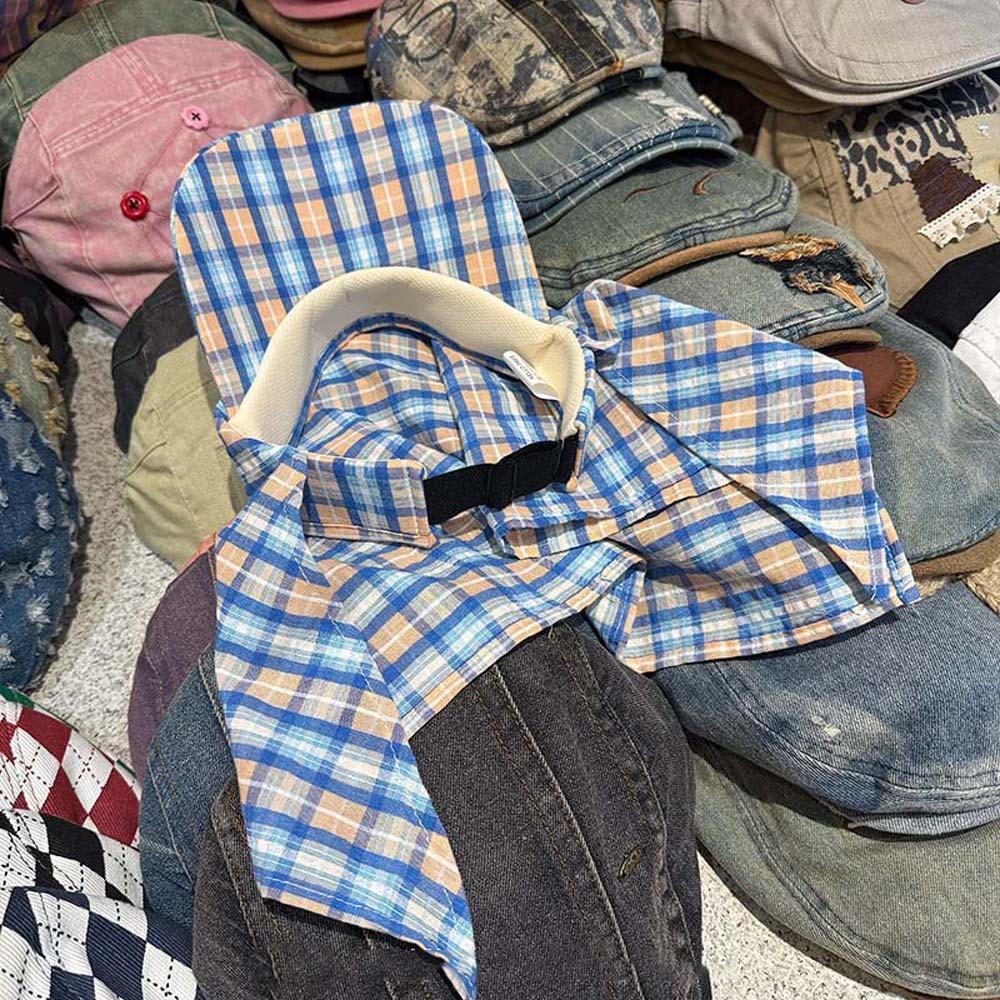 Plaid Scarf Peaked Cap Korean Style Triangle Headscarf Hat Fashion Headscarf Baseball Hat Camping