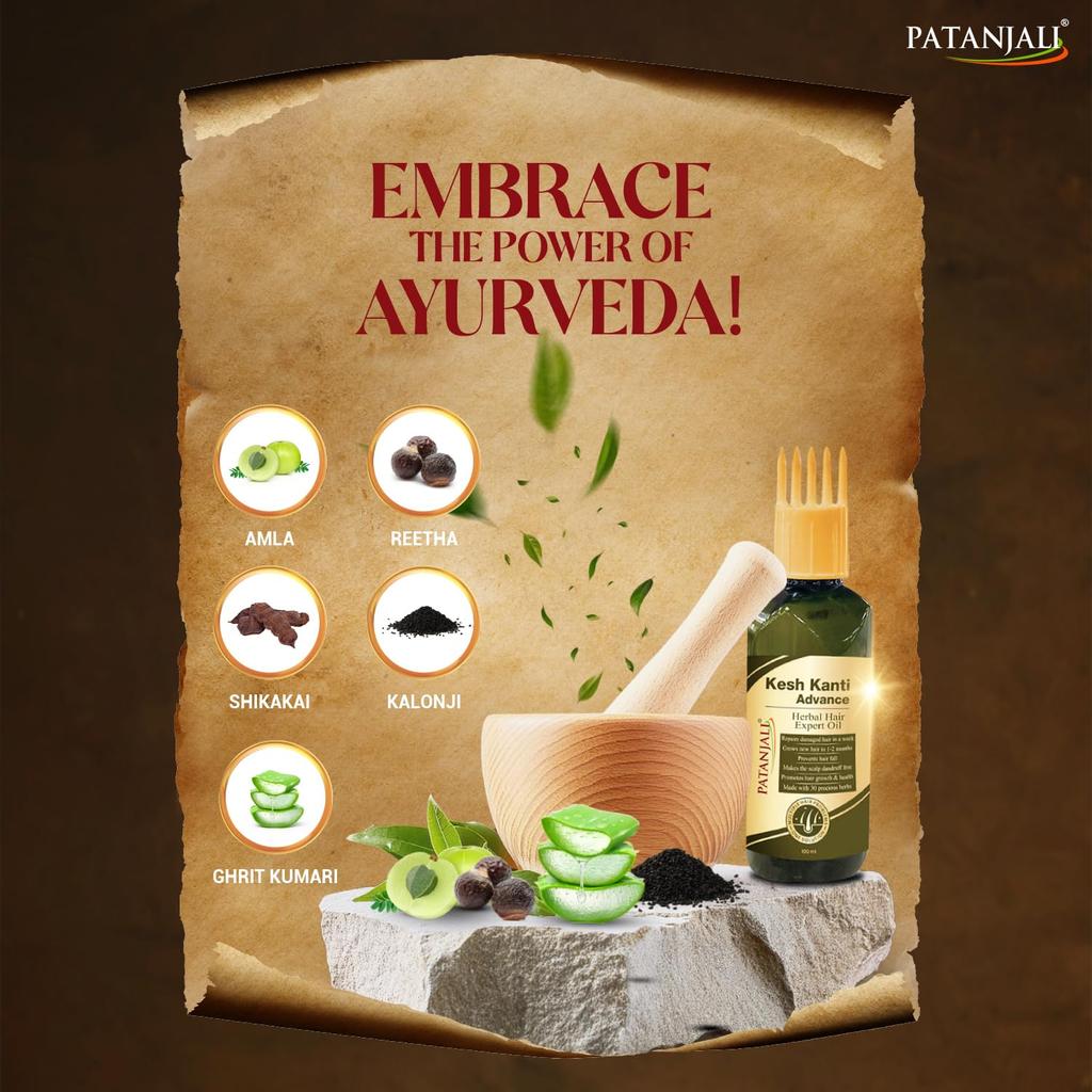 Patanjali Kesh Kanti Advance Herbal Hair Expert Oil 100 ml Nourishing Scalp Care For Stronger Longer Hair Men Women