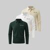 Men's Long-Sleeve Polo Shirts—Casual Everyday Printed Polos, Moisture-Wicking Sports and Golf Shirts, Two-Button Collar Shirts (3-Pack)