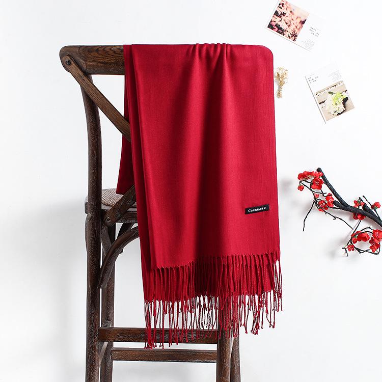 Women's Bright Red Imitation Cashmere Scarf: Warm Autumn/Winter Shawl and Neck Warmer