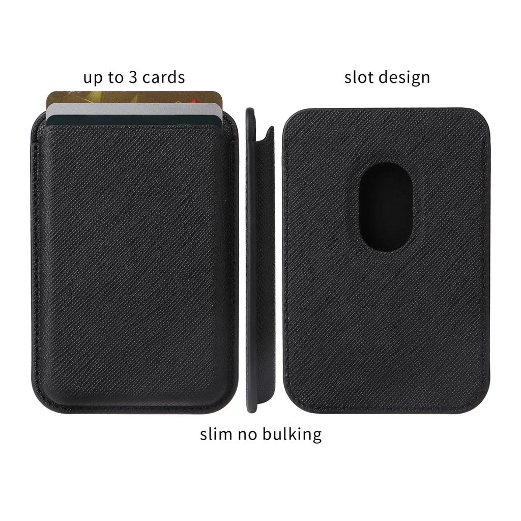Busines Sle Minimalist Leather for MagSafe Phone Case for IPhone 17 Pro Max 16 15 14 13 Card Bag Wallet Charge Protect Cover Bla