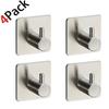 SUS304 Brushed Nickel Towel/Robe Hook Self Adhesive Wall Hooks for Kitchen Bathroom 4pcs/pack