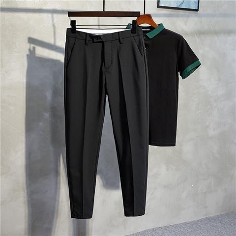 Trousers Men's Casual Slim Fit Nine Points Summer Style Drape Trend Light and Mature Style Professional Dress Suit Pants Regular Pants