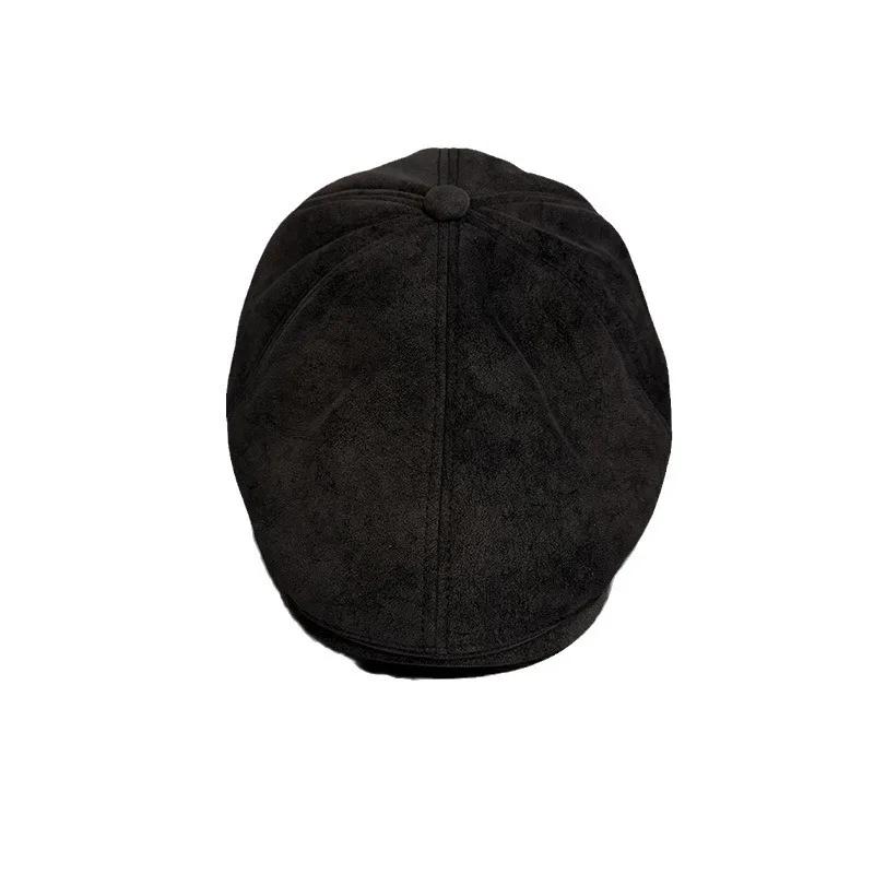 Vintage Amerikanische Lässige Wildleder Newsboy Kappe Damen Winter Herbst Malerhut Große Größe Schmeichelhaft Wendbares Design