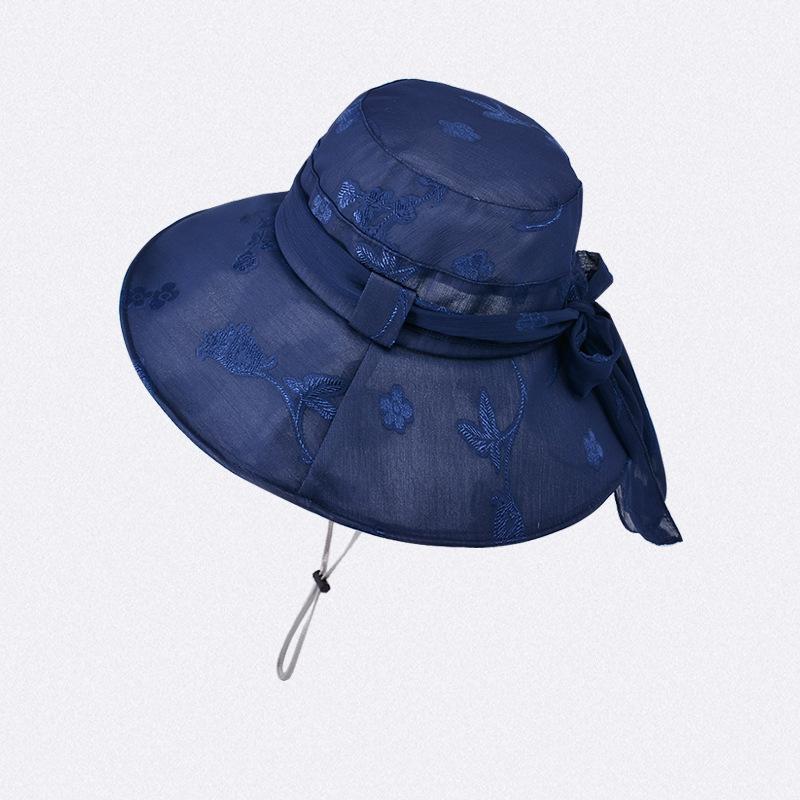 Fisherman Hat for Women In Spring and Summer Fashion Versatile Sunshade and Sunscreen Breathable Show Small Face Sunhat Ribbon Bow Sunhat