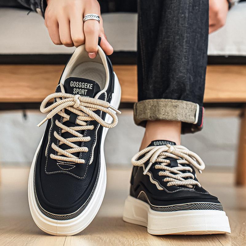 New casual board shoes men's sports platform heightening black shoes