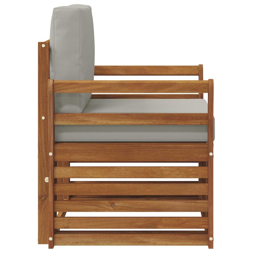 Outdoor Sofa Set Solid Acacia Wood and Polyester Natural