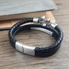 Arrow Bow Arrow Design Leather Rope Woven Bracelet Woven Magnetic Buckle Men's Stainless Steel Bracelet Jewelry Gift Wholesale