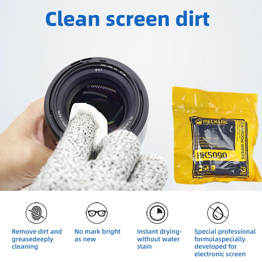 MECHANIC HK5090 Dust-free Wiper Soft Cleanroom Anti-static Cloth Soft LCD Screen Microfiber Wipe Fabric Clean Phone Repair