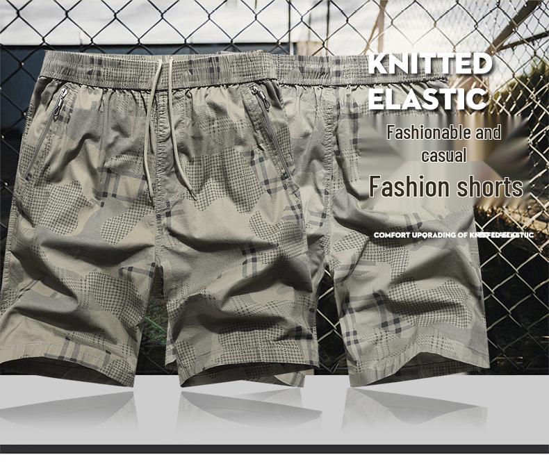 Men's Camouflage Bermuda Shorts with Zipper Pockets, Lightweight Casual Beach Pants, Loose Fit