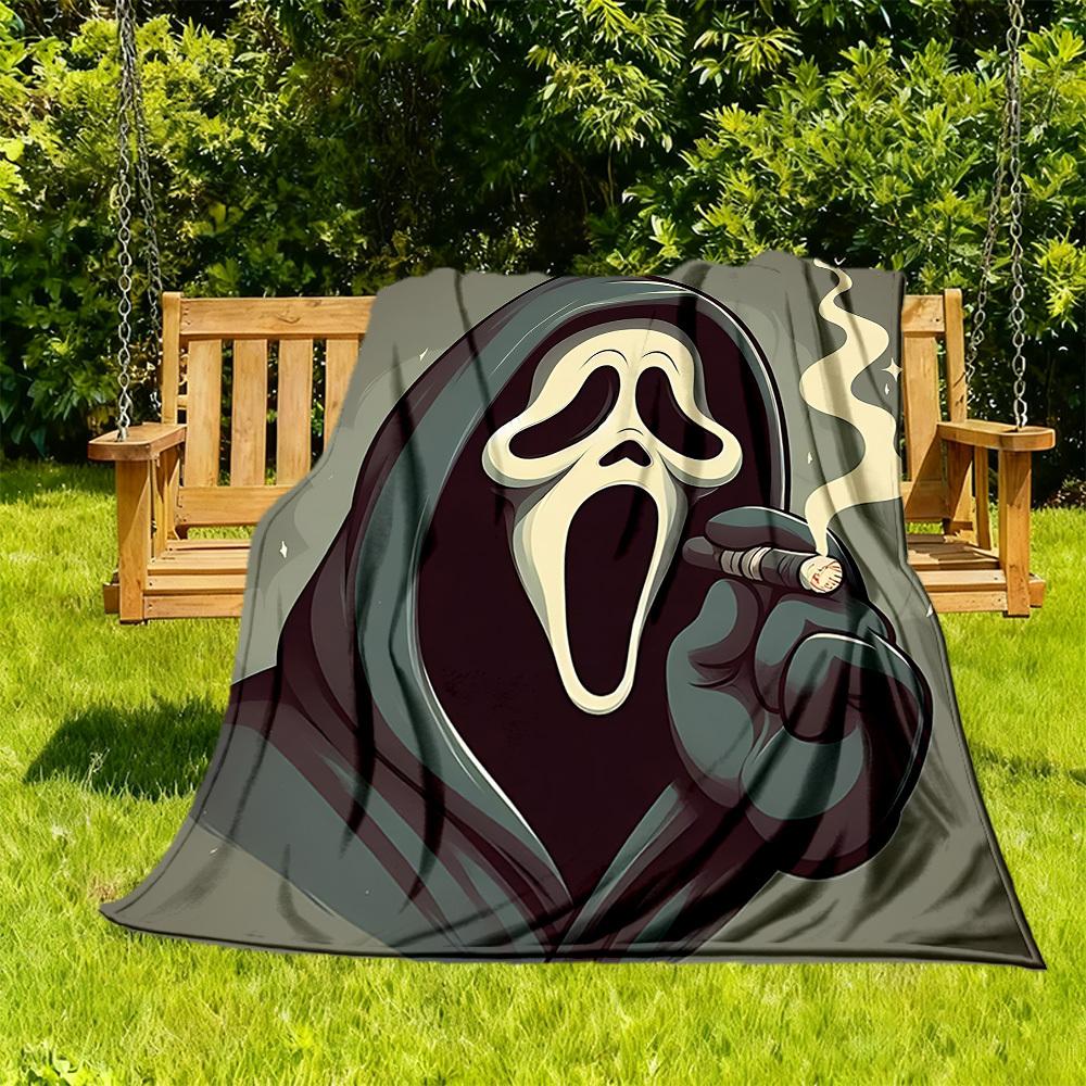 1pc Scream Outdoor Blanket Lightweight Flannel, Soft & Warm, All Season Use for Sofa, Outdoor, Camping, Living Room, Office, Chair
