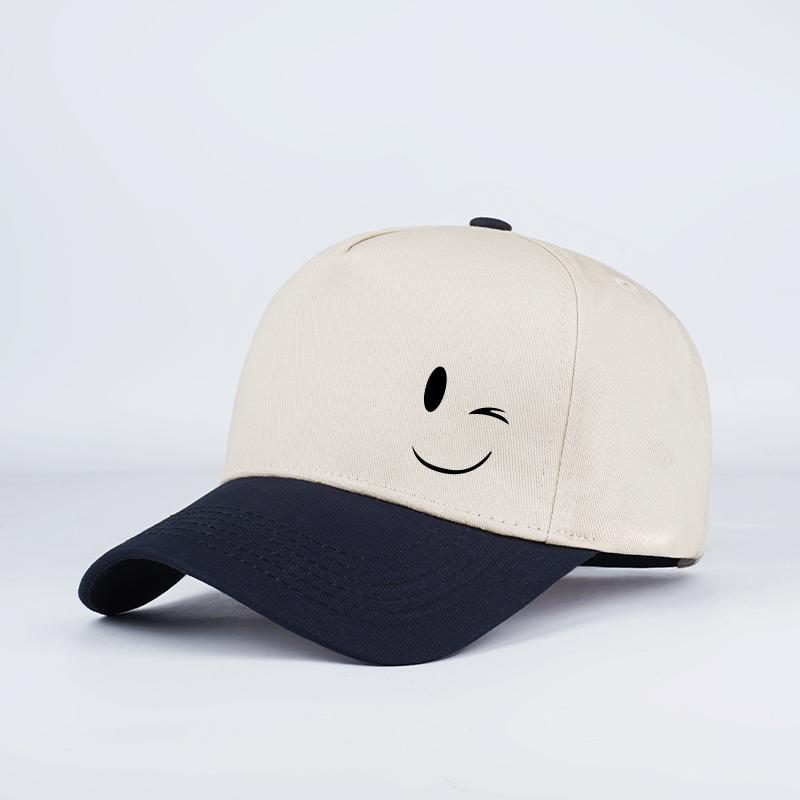 

Smiley Face Printed Baseball Cap: Lightweight, Breathable, and Adjustable—Unisex Casual Sun Hat темно-синього кольору