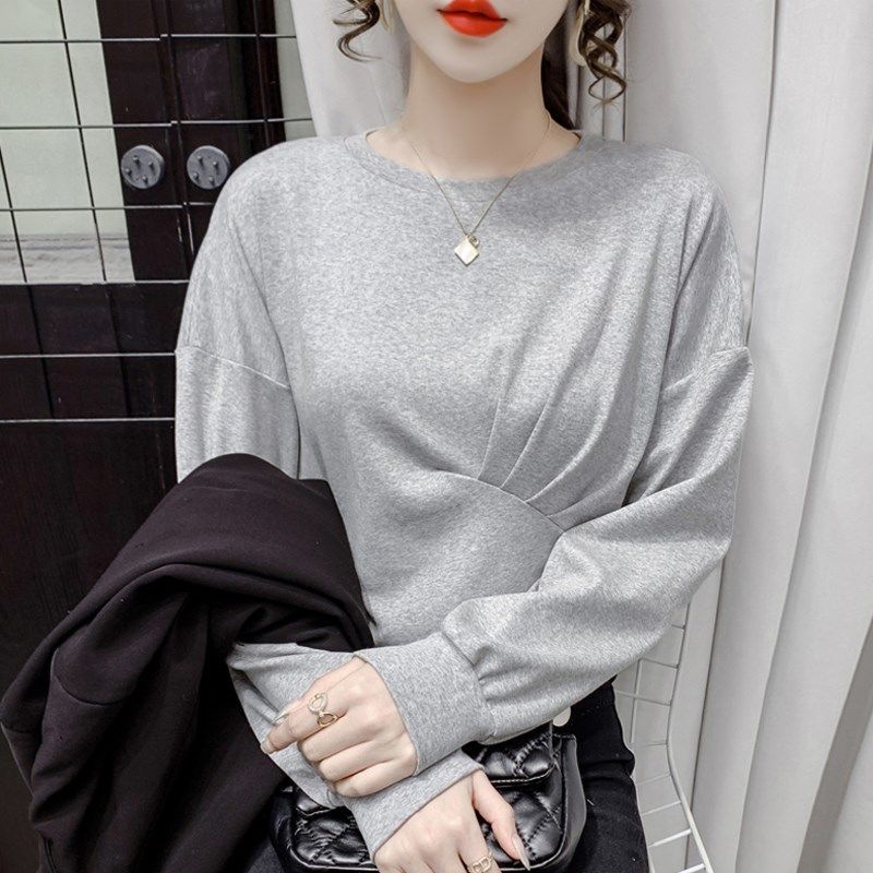 Small and Short Styles Paired with Pullover Sweaters Women's Spring and Autumn New All-match Loose Fashion Bottoming Shirt