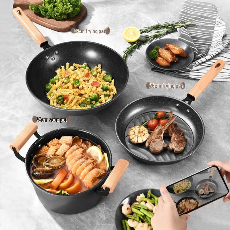 KOBACH Maifan Stone Nonstick 3-Piece Cookware Set