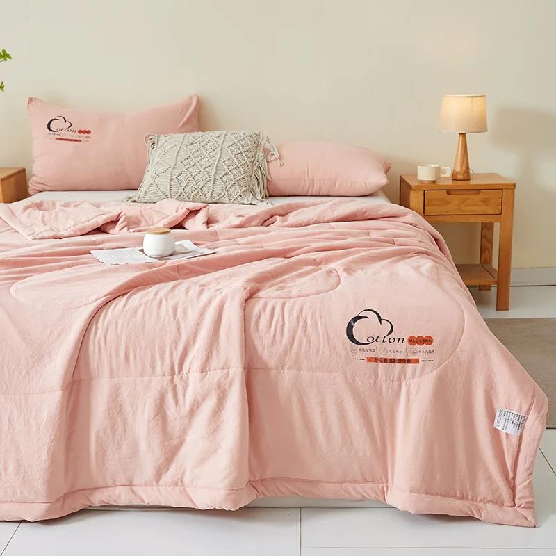 Japanese Summer Quilt - Washed Cotton Solid Color, Lightweight Breathable Bedspread (No Pillowcase/Sheet, Machine Wash)