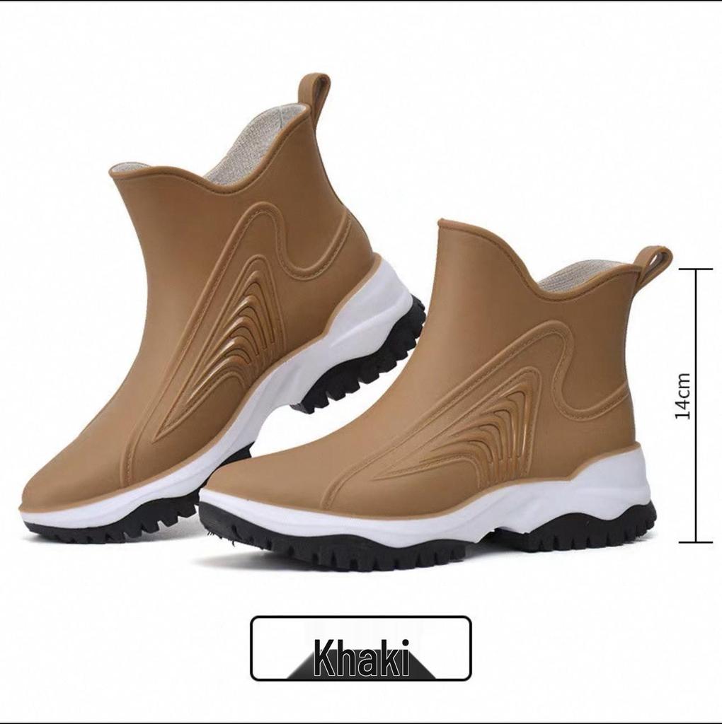 Women's Waterproof Rain Boots: Short-Cuffed Non-Slip Summer Shoes for Outdoor Wear and Kitchen Use.