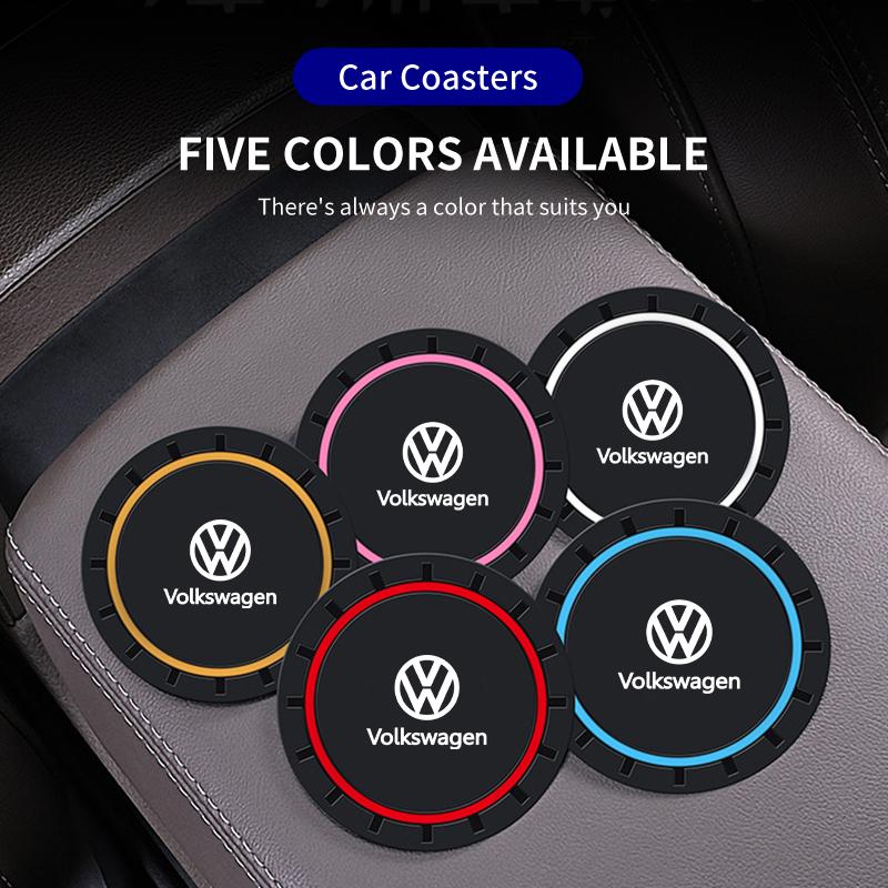 2pcs Car Silicone Non-slip Water Coaster Cup Holder Bottle Mats For Volkswagen VW Golf 4 6 7 GTI Tiguan Passat B5 B6 B7 CC Jetta