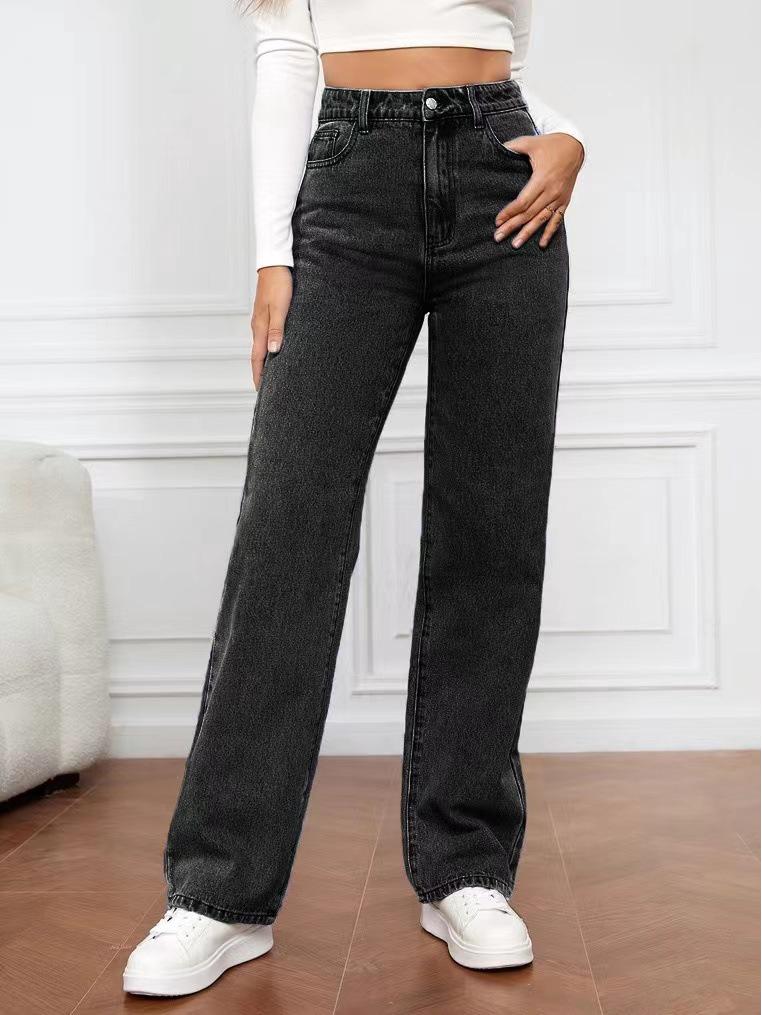 

Women s High-Waisted Straight Leg Denim Jeans - Style NK331 L