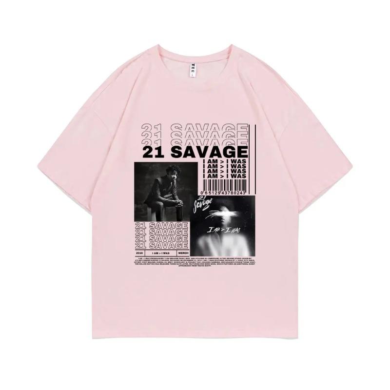 Rapper 21 Savage I Am I Was Music Album Graphic T-shirt Men Hip Hop T Shirts Male Vintage Casual Tshirt Men Fashion Streetwear