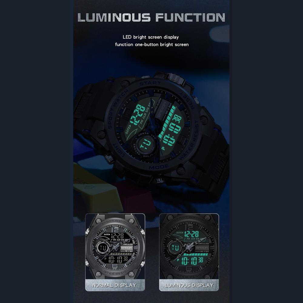 SANDA Casual Waterproof Electronic Watch LED Luminous Display Gel Strap Temperament Electronic Watch
