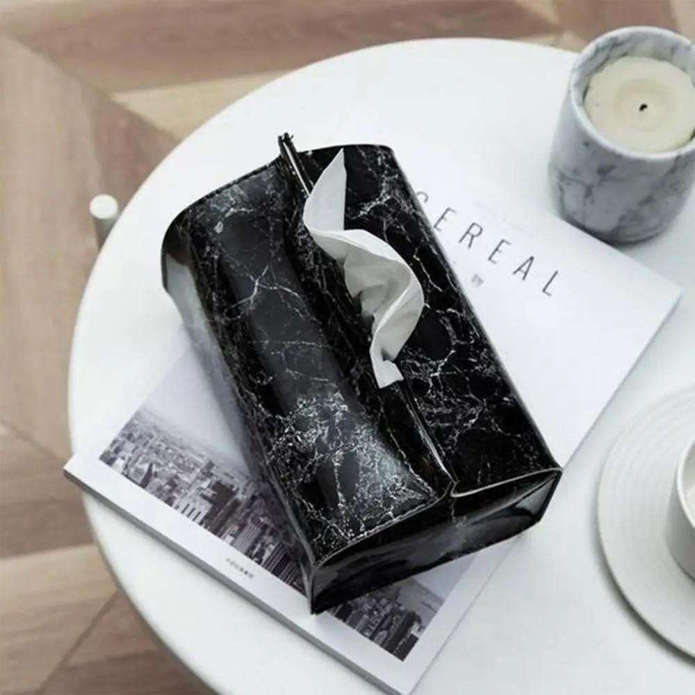 Marble Pattern Napkin Container Decorative Car Tissue Box Nordic Paper Tissue Case Bathroom