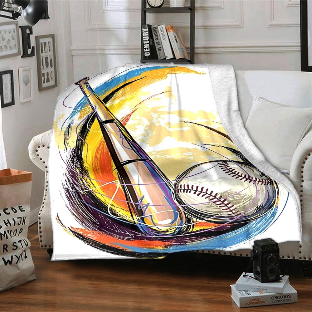 Baseball Theme Printed Blanket - Perfect for Couch, Bed, Travel & Outdoor Use | Machine Washable, Cozy & Durable.