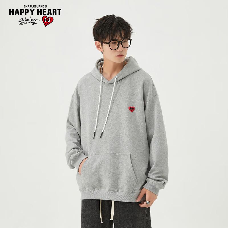 Charles Peach Heart Winter Thickened Hooded Sweatshirt