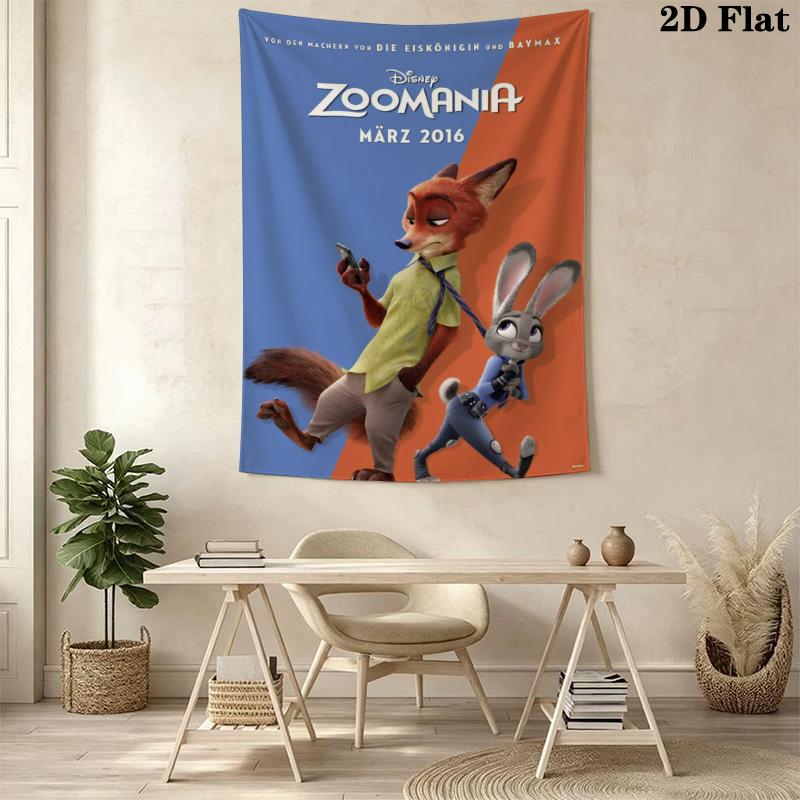 Zootopia Adventure Wall Tapestry Fashion Print Background Cloth Home Decor Atmospheric Background Cloth Work Of Art